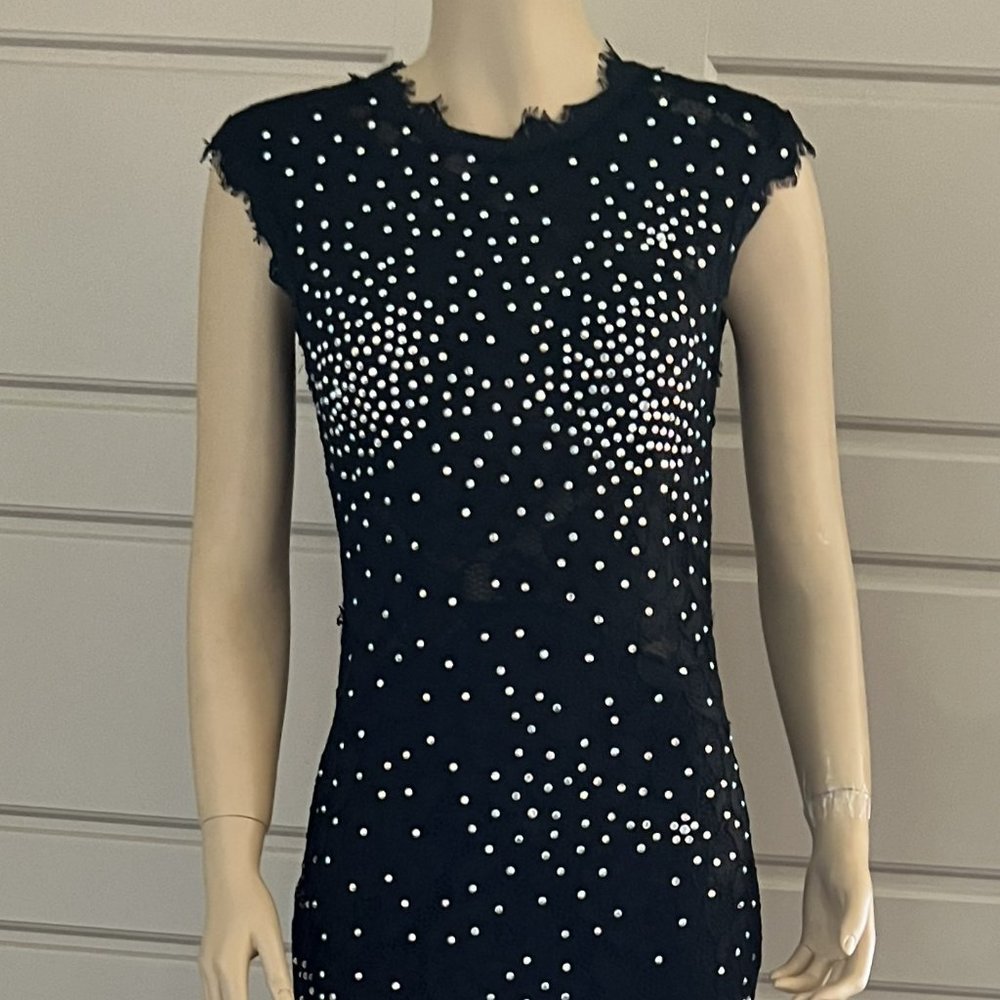 Betsy &Adam Beaded Lace Open Back Gown-Size 10